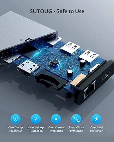 USB C Hub - 12 in 1 2 HDMI DP 100W PD