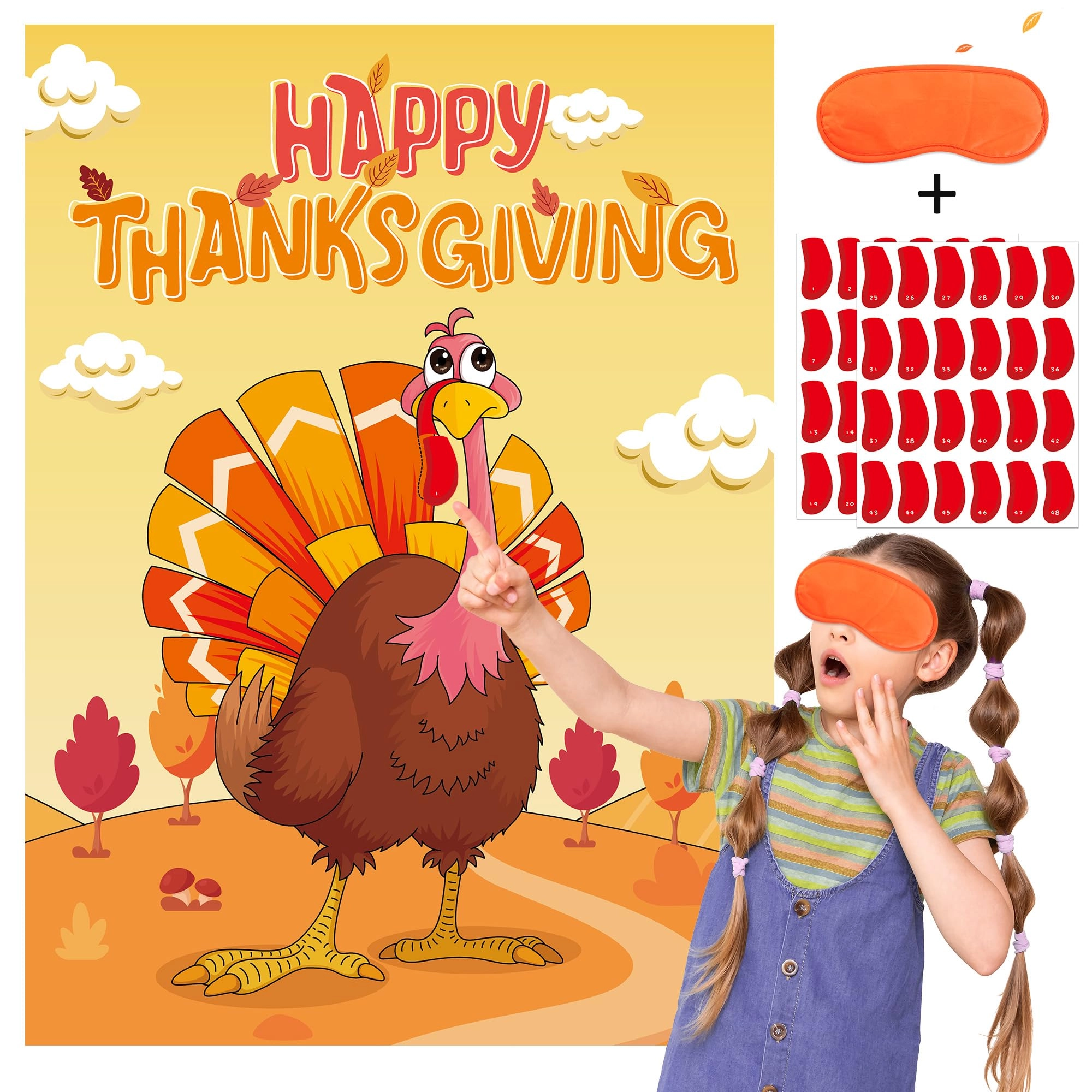 MISS FANTASY Pin The Snood on The Turkey Game - 48 pcs