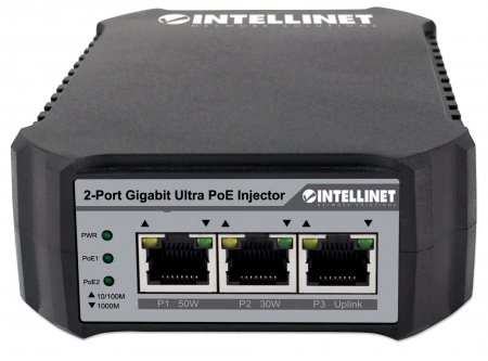 2-Port Gigabit High-Power PoE+ Extender Repeater - 2 25W 52–55 V IEEE 802.3at/af 10/100/1000 Mbps