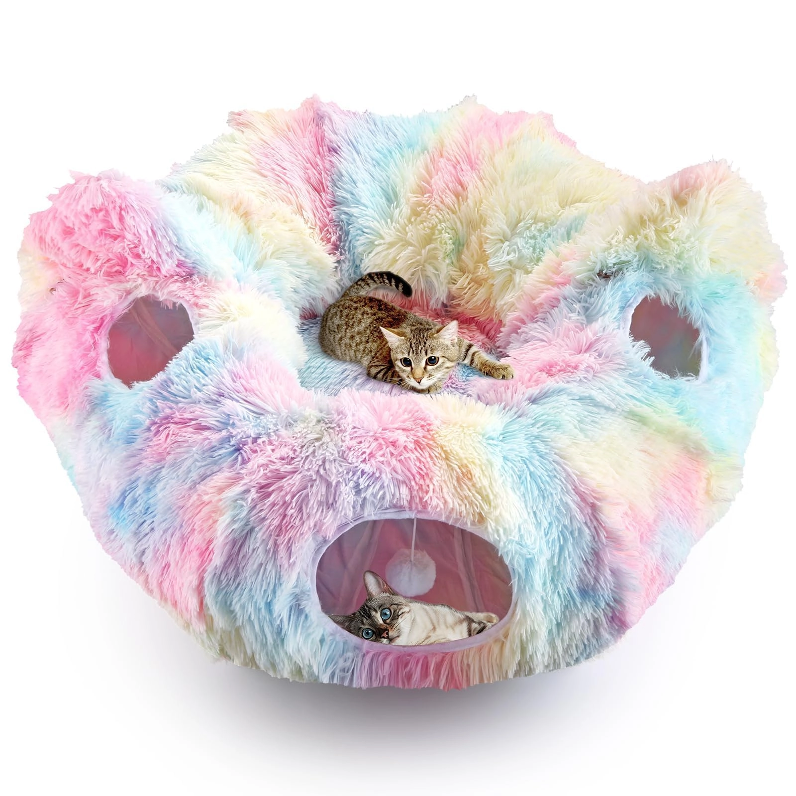 Maxetodo Cat Tunnel - 86L x 68W x 21.6H centimeters long-hair plush