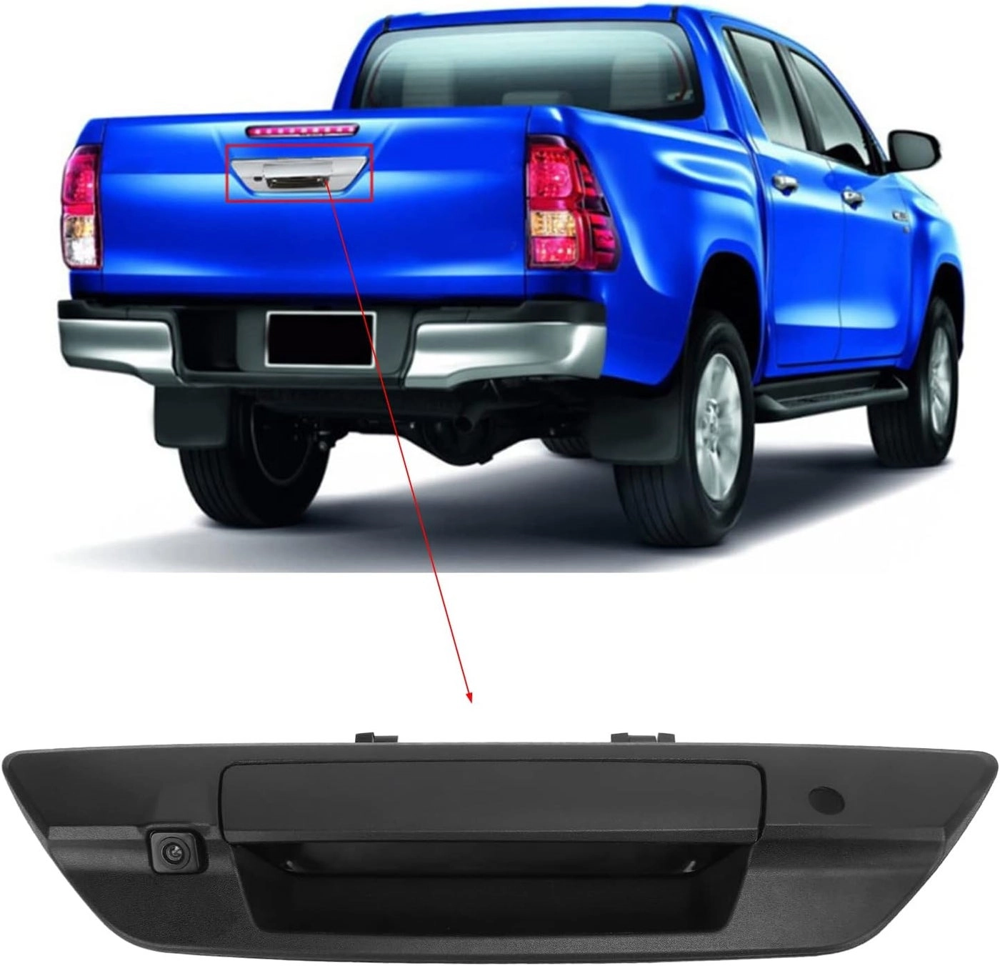Trunk Handle Backup Camera - 150-170° Wide Angle IP66 Waterproof Hilux 2017-2021