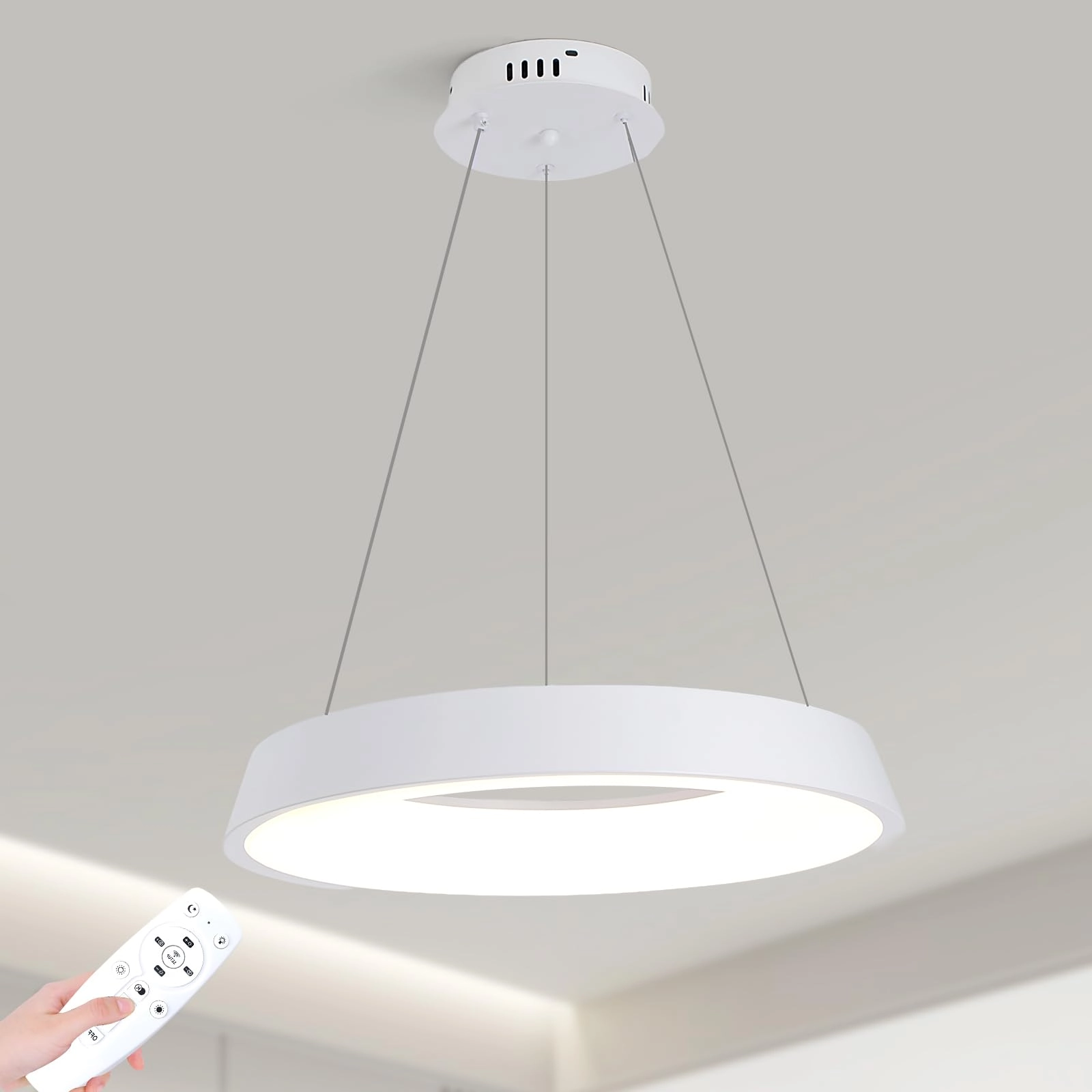 Round LED Chandelier - 3000K–6000K Dimmable