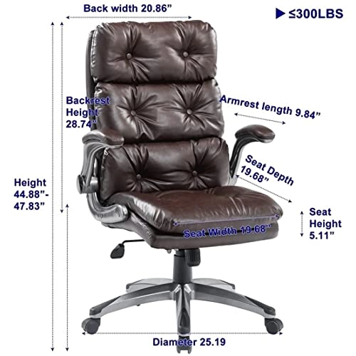 Desk Chair - PU Leather Brown High Back