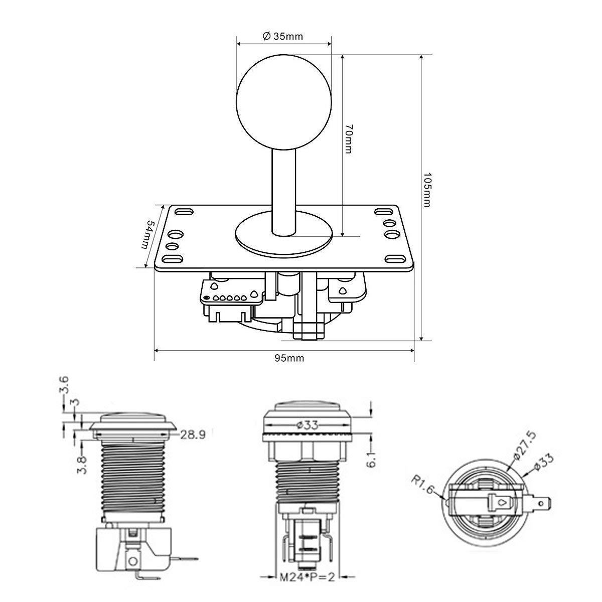 Arcade Stick DIY Kit + 5Pin Rocker + USB Encoder + Push Button - USB PC Windows