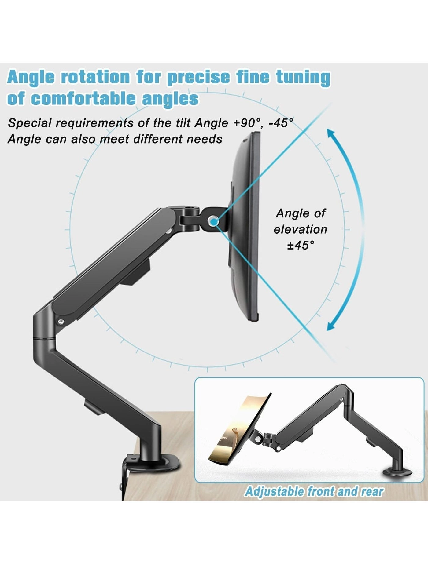 Monitor Desk Mount Single Arm Stand - 13 to 32 Inch 75x75mm or 100x100mm