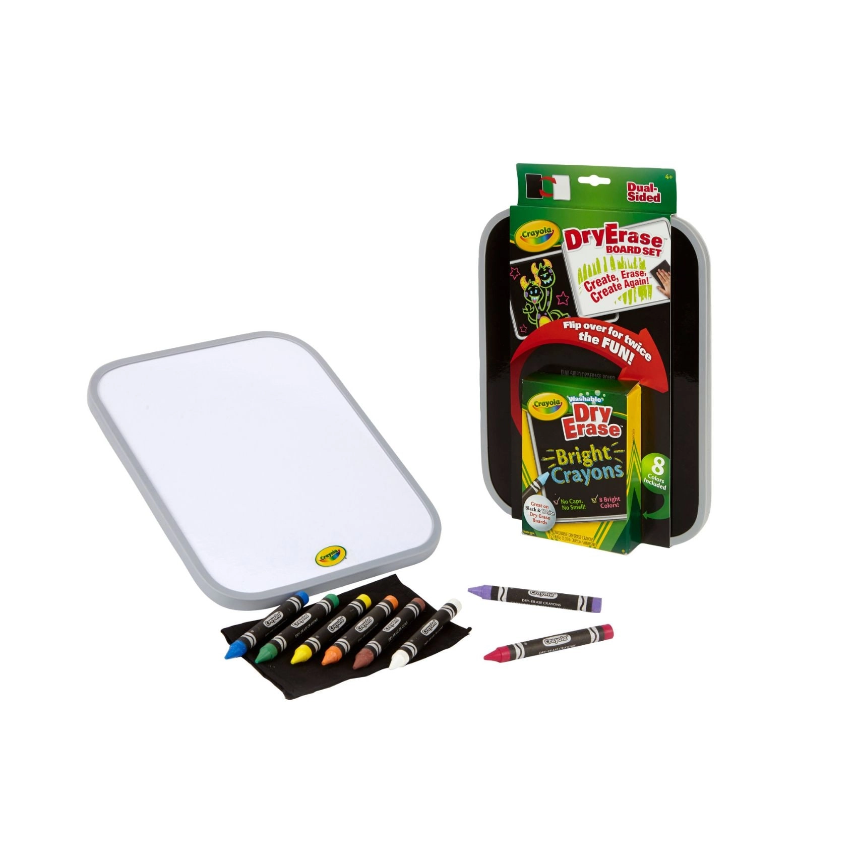 Dual Sided Dry Erase Board - 7 Crayons
