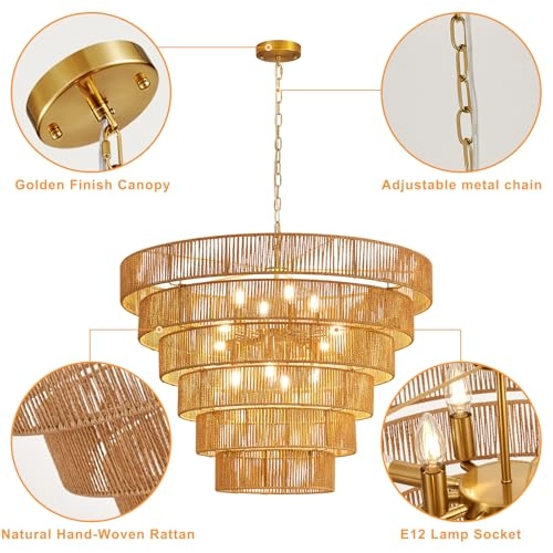 Rattan Chandelier - max 53.1"
