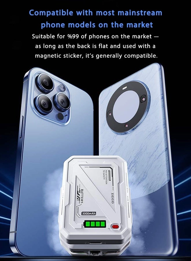 Magnetic Semiconductor Phone Cooler - RGB Lights 3000mAh Battery iPhone & Android Compatible