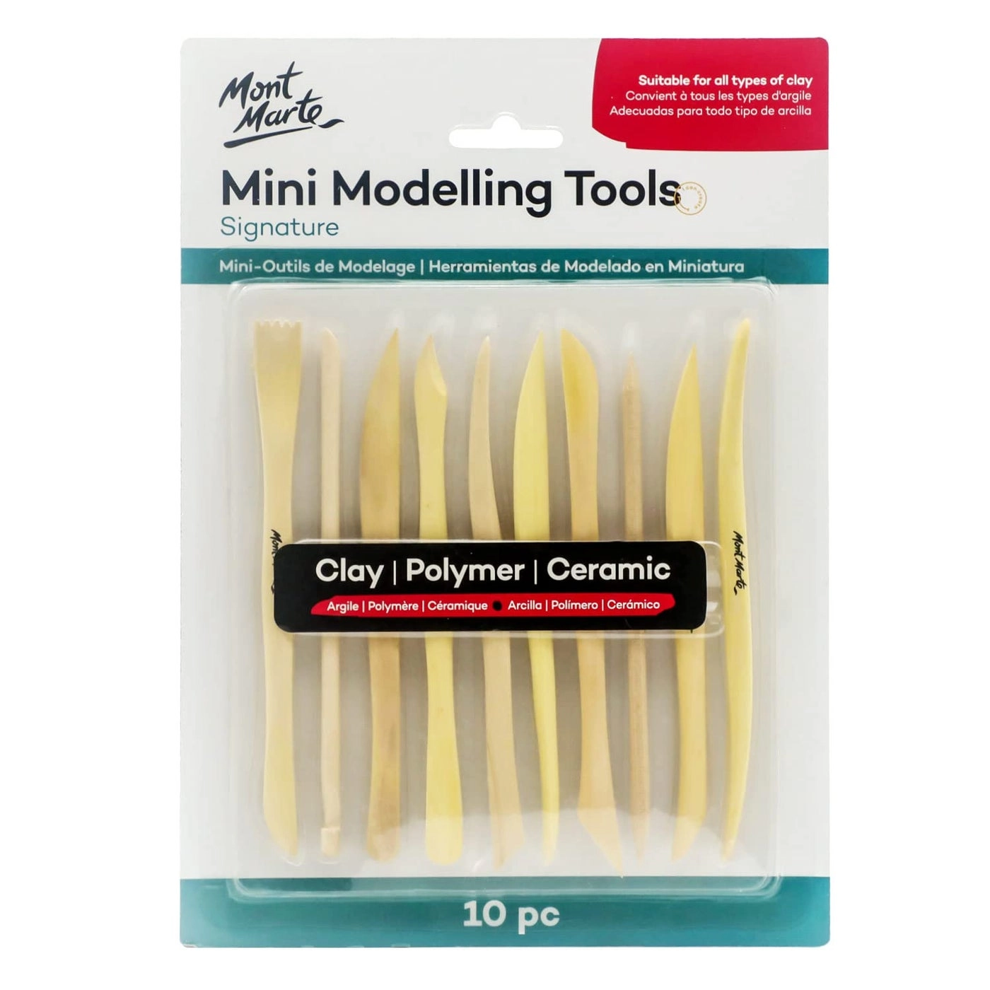 Mont Marte Boxwood Mini Clay Modeling Tools - 10 Piece