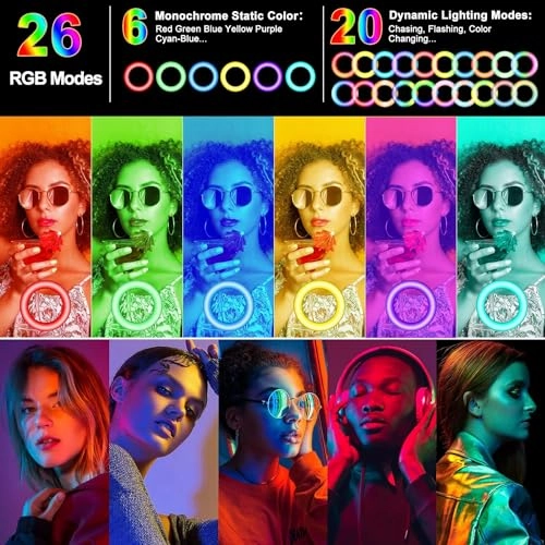 Selfie Ring Light - 10.3 inch 29 RGB Lighting Modes Remote Control