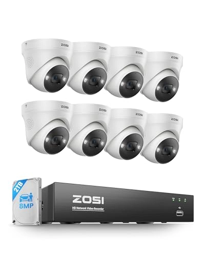 4K 8MP POE Camera - 8pcs + 8 Port 16CH 4K 8MP NVR - 16CH 2TB