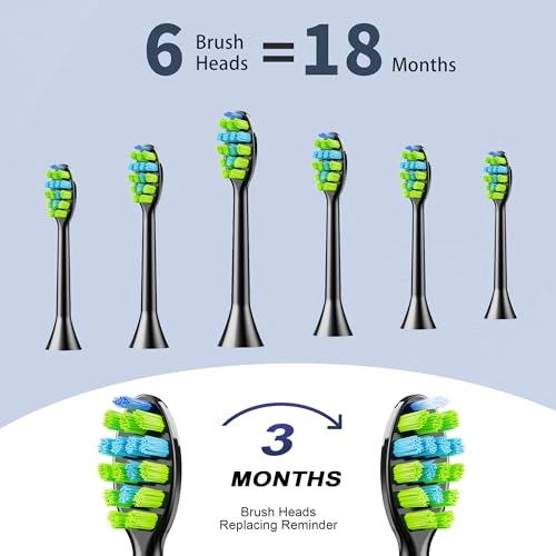 Sonic Electric Toothbrush - 6 Brush Heads 90-Day Battery