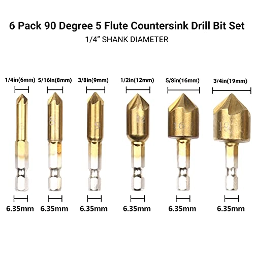 Woodworking Chamfer Drilling Tool - 23-Pack + Wood Plug Cutter + 5-Flute Countersink Drill Bit + Three Pointed Countersink Drill Bit + Automatic Center Punch