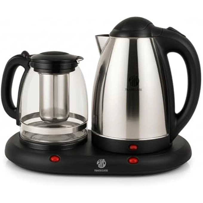 Kettle + Glass Teapot + Warming Tray