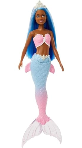 Barbie Dreamtopia Mermaid Doll - 12-inch Pink and Blue Hair Tiara Ages 3+