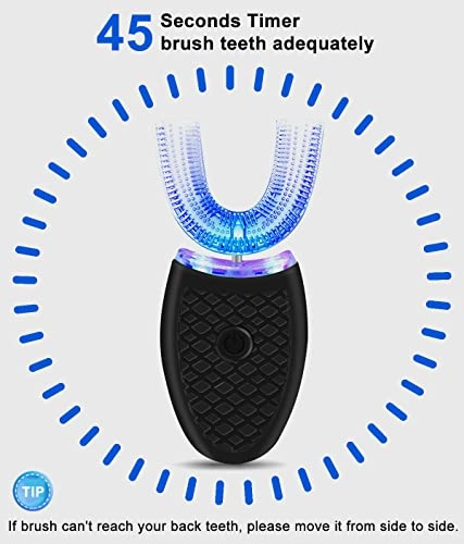 U-Shaped Ultrasonic Toothbrush - 360° Cleaning IPX7 Waterproof Rechargeable