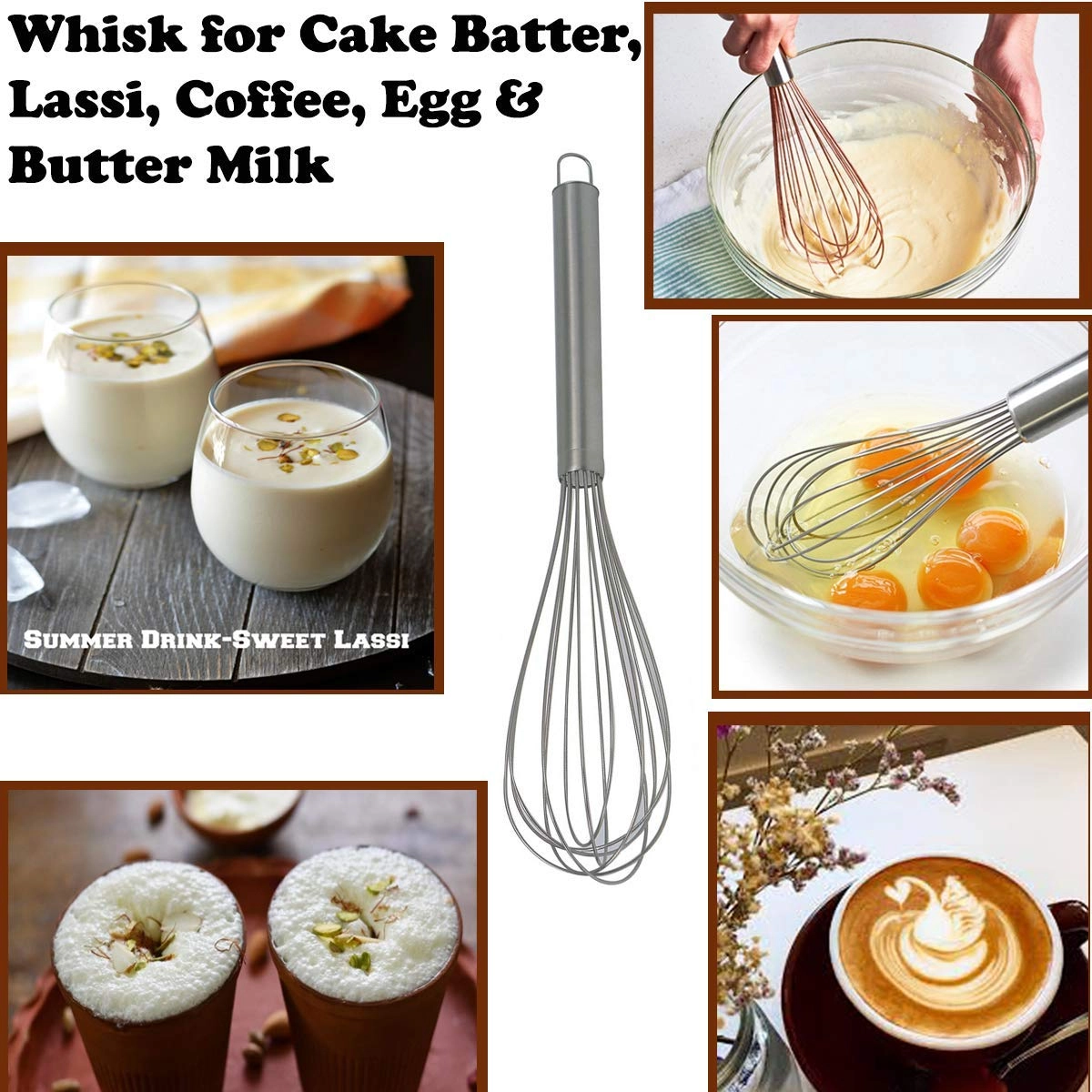 Hand Blender Mixer - Stainless Steel Froth Whisker