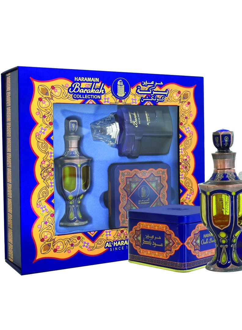 Al Haramain BARAKAH EAU DE PARFUM - 100ML + BARAKAH CONCENTRATED PERFUME OIL - 30ML + BARAKAH BUKHOOR - 40GM