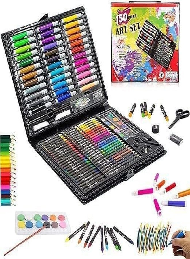 Corslet Art Set - 145-Piece Oil Pastels Watercolors Sketch Pens Color Pencils