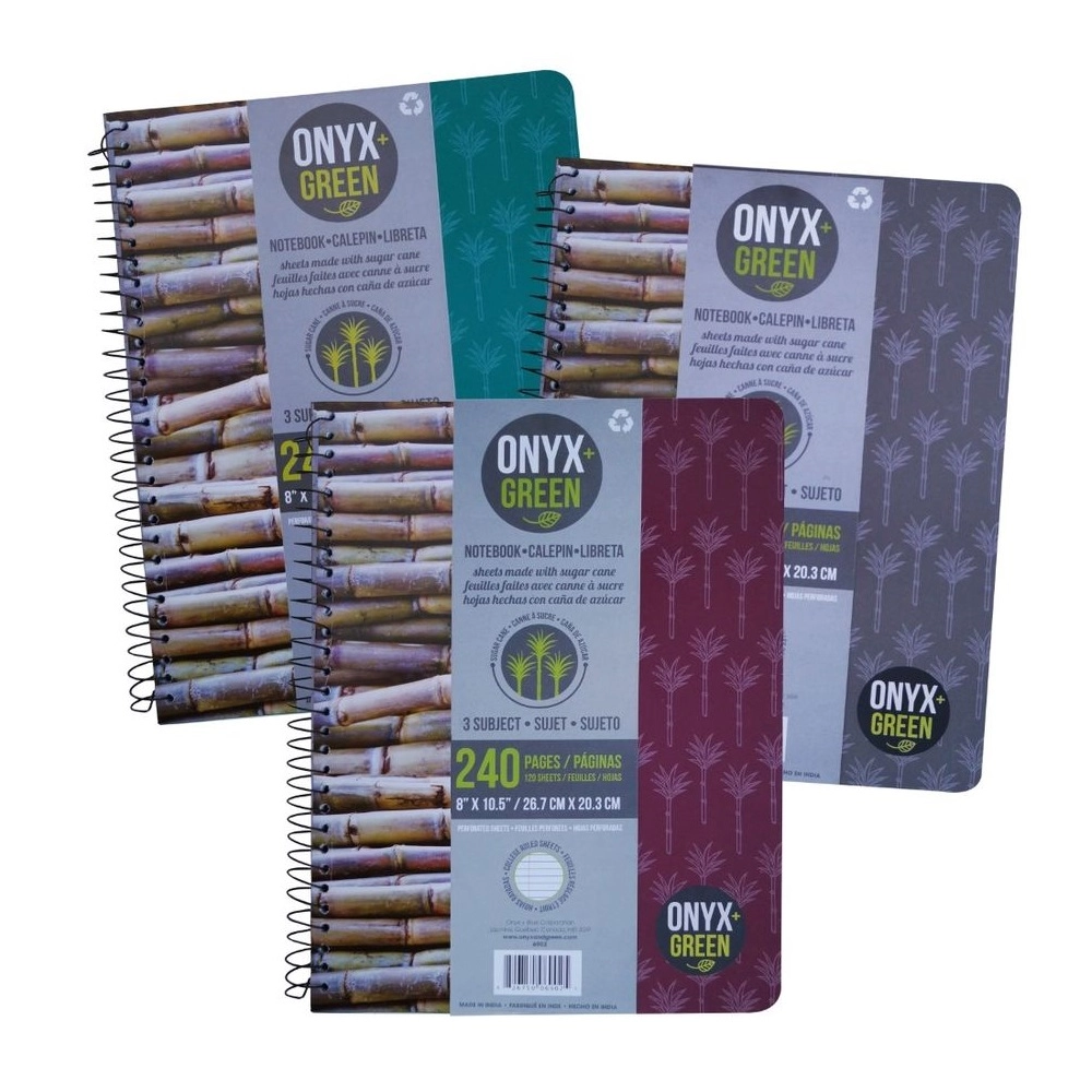 ONYX+ GREEN 3-Subject Notebook Spiral - Lined 120 Sheets