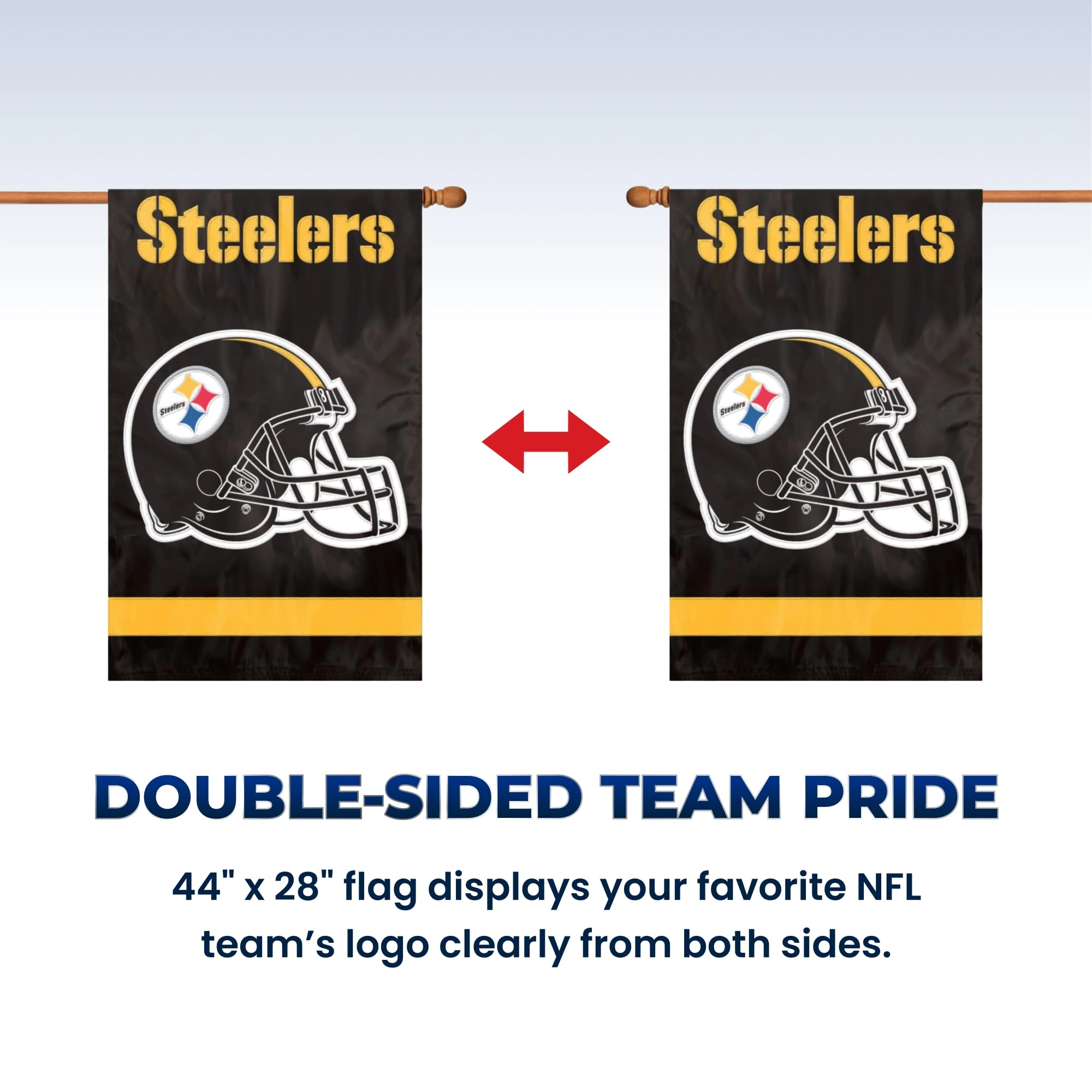 Pittsburgh Steelers Applique Banner Flag - 1 Game Day, Outdoor Events, Sports & Tailgating