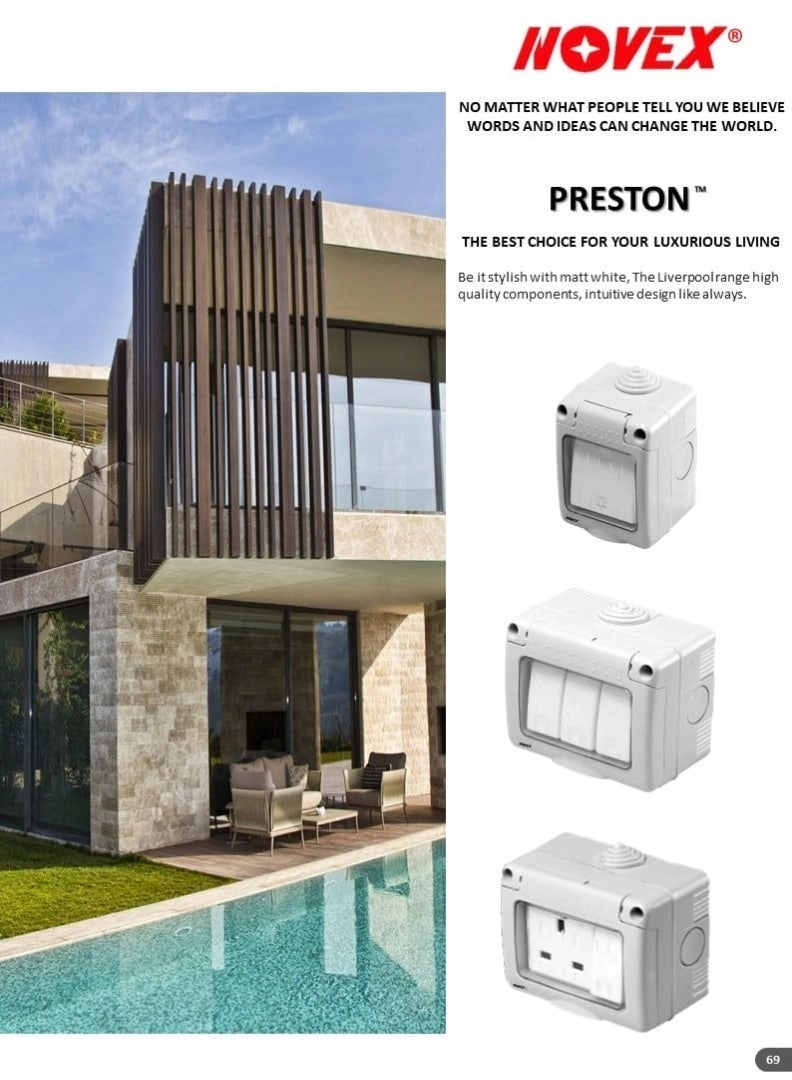 PRESTON 10A 2-Gang 1-Way Switch