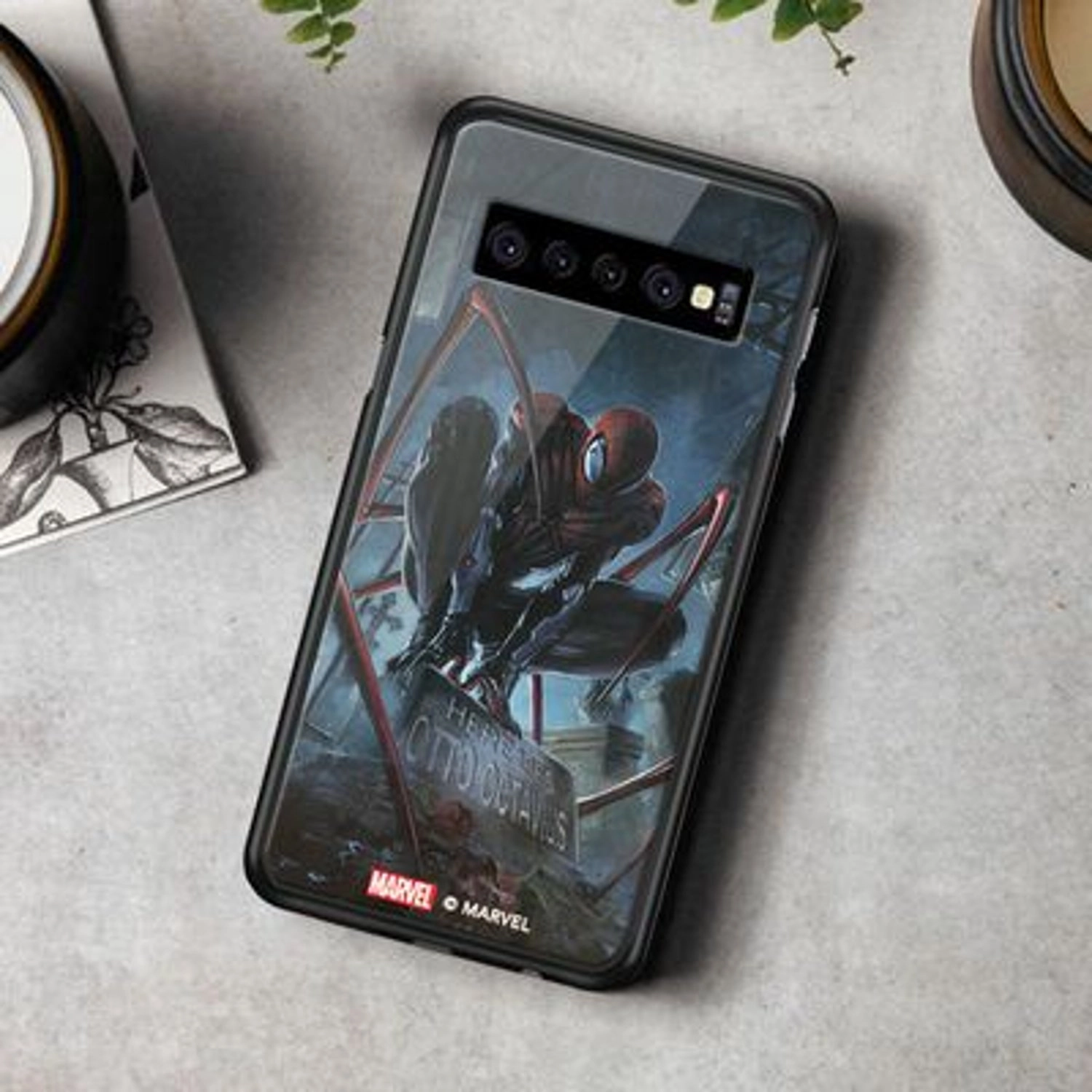 Superior Spiderman Back Case for Galaxy S10 - TPU Bumper Case + Tempered Glass Back