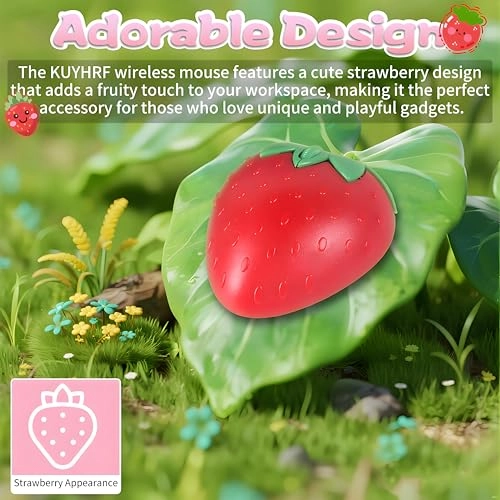 Cute Strawberry Wireless Mouse - Wireless