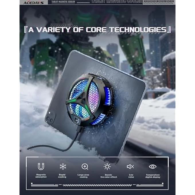 IPAD COOLER - Temperature Display + MAGNETIC SUCTION SHEET - 3 PCS