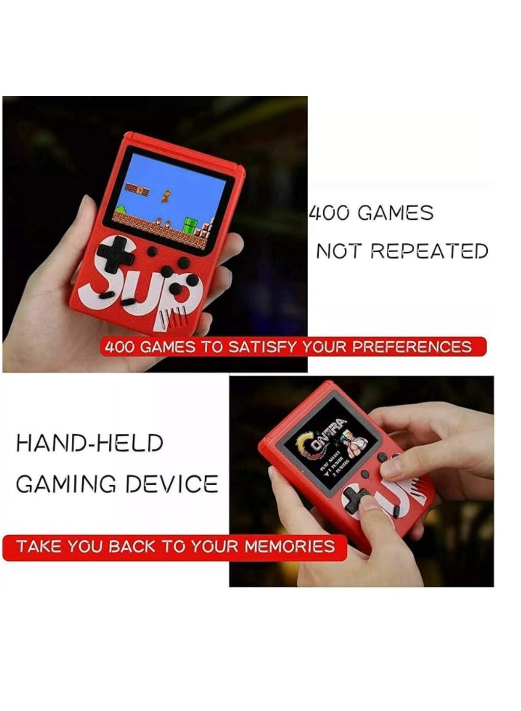 Handheld Game Console - 400 Built-in Games 3-Inch Color Screen Rechargeable Battery