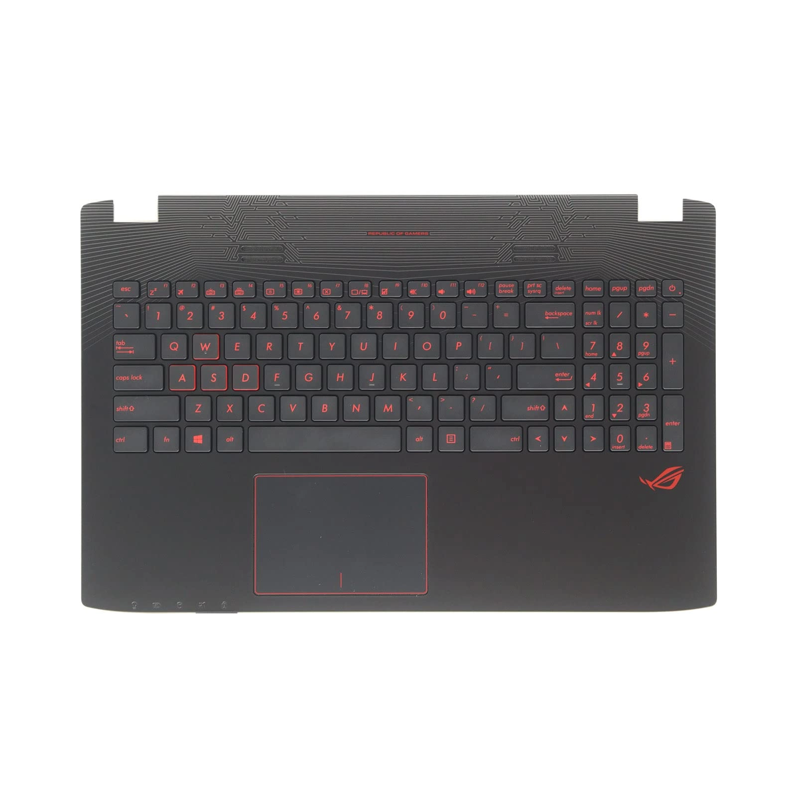 eseegoo Palmrest with Keyboard - Red US Layout Backlit