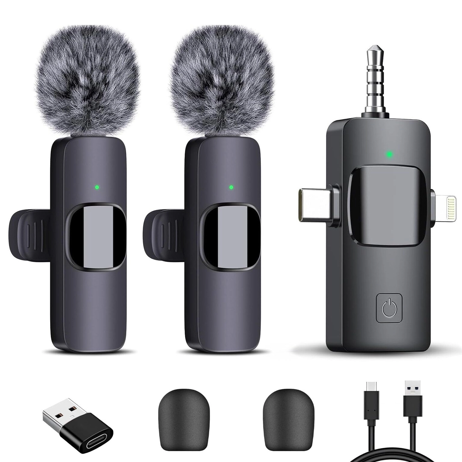 FUNIMUZI 4-in-1 Wireless Lavalier Microphone Wireless Microphone