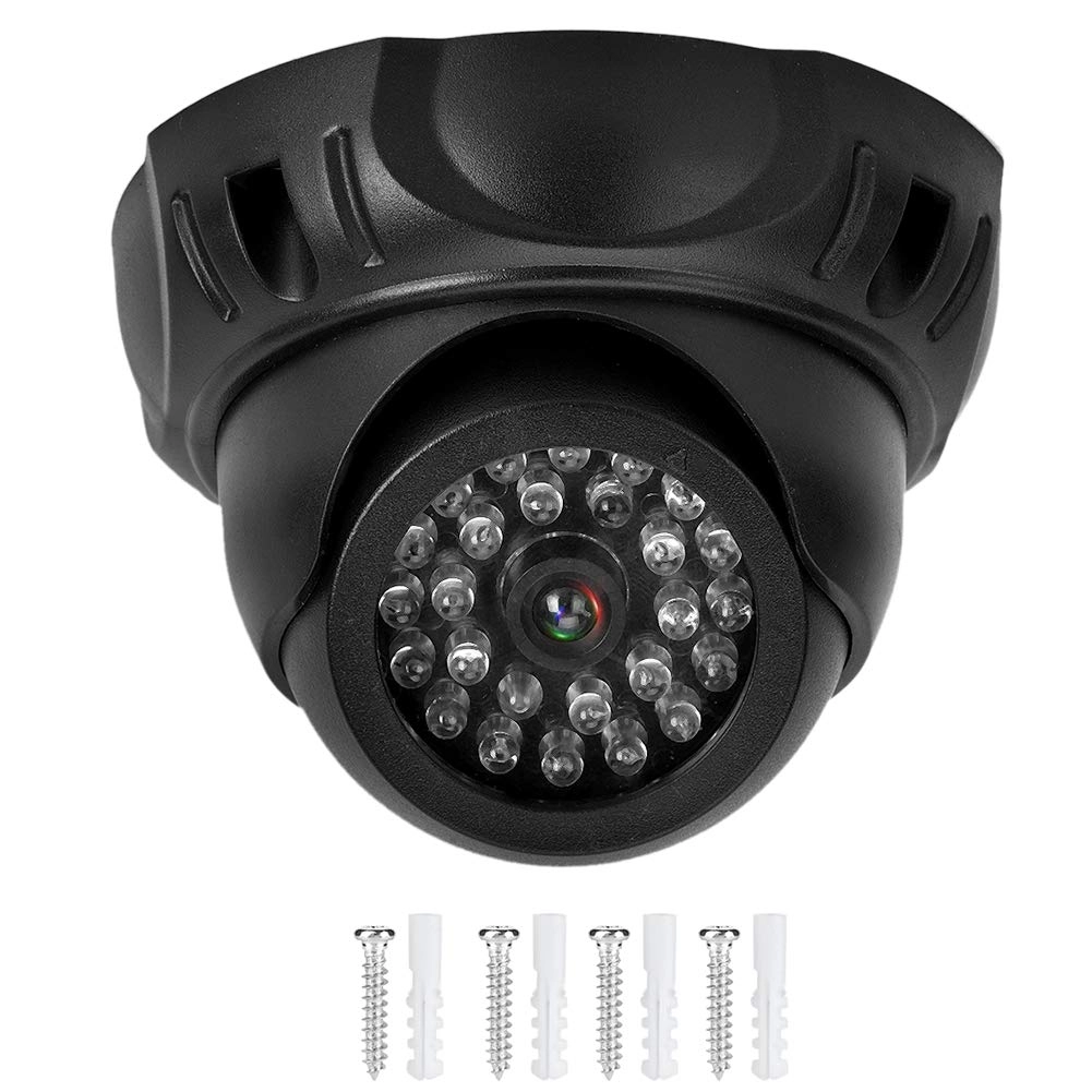 Dummy Security Camera - Solar Powered Red LED Black