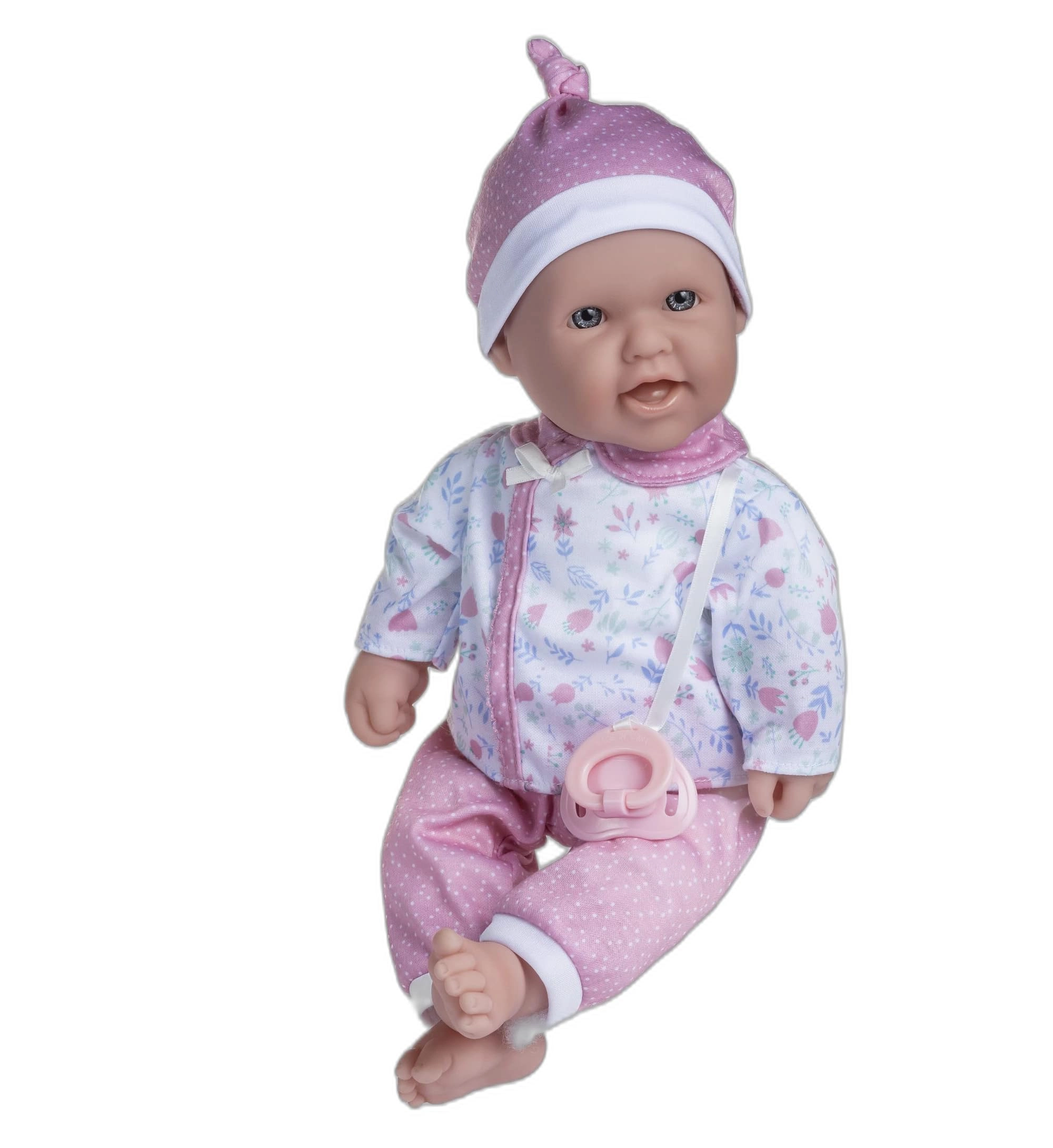 JC Toys La Baby Baby Doll - 16-inch Vinyl Caucasian Pink Floral Outfit Ages 12+