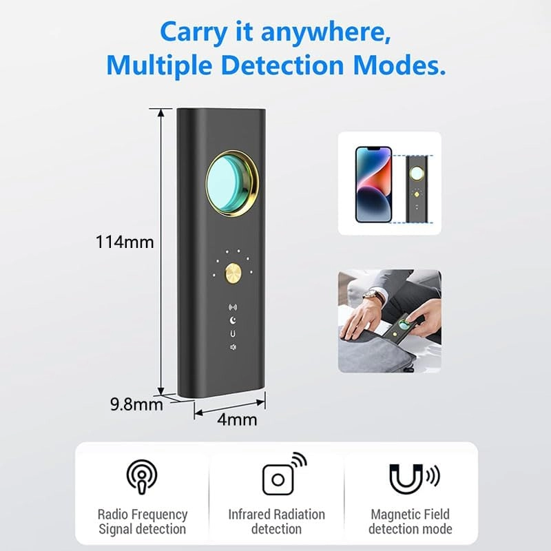 Hidden Detectors - 6 adjustable sensitivity levels 4 professional modes Black