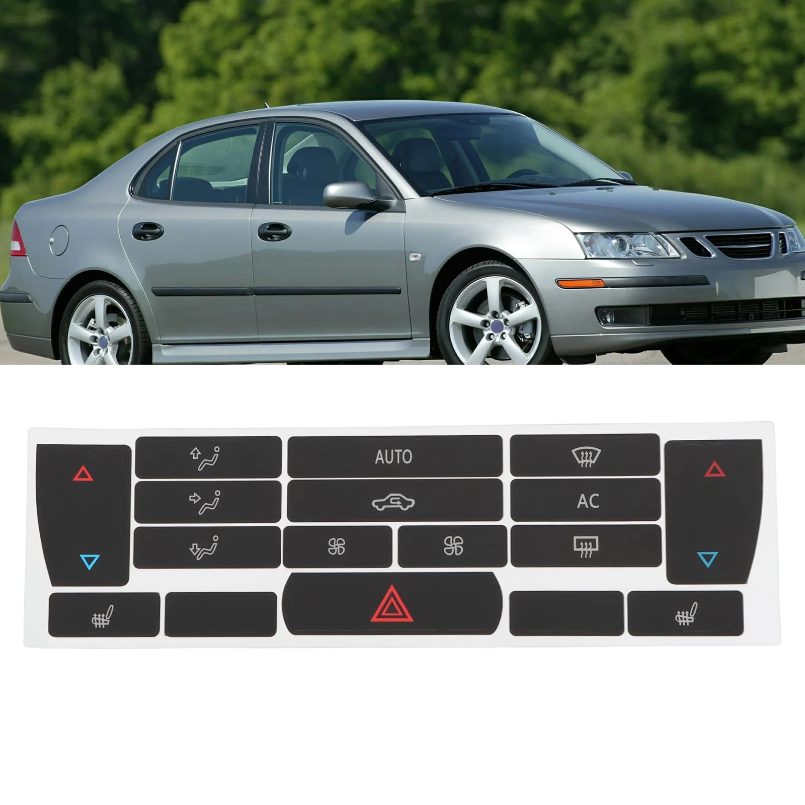 AC Control Button Stickers - SAAB 9-3 2003 to 2007