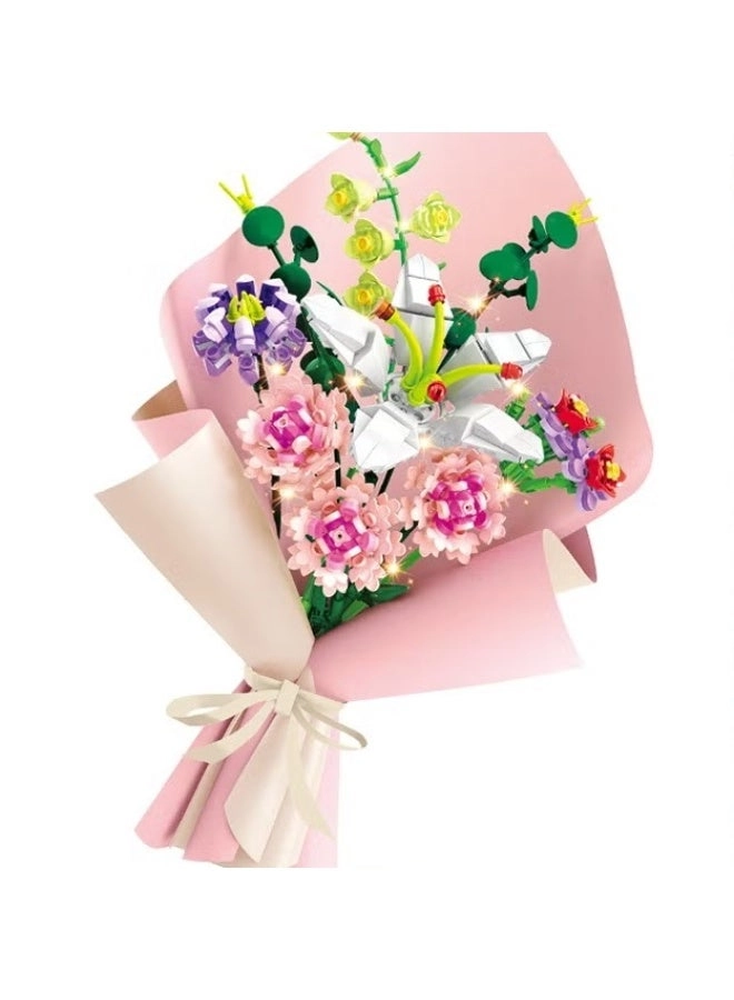 EETU Flower Bouquet Building Blocks - Pink Dianthus Lily 514 pcs