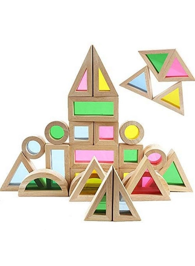 Wood Building Blocks - Rainbow 24 pcs