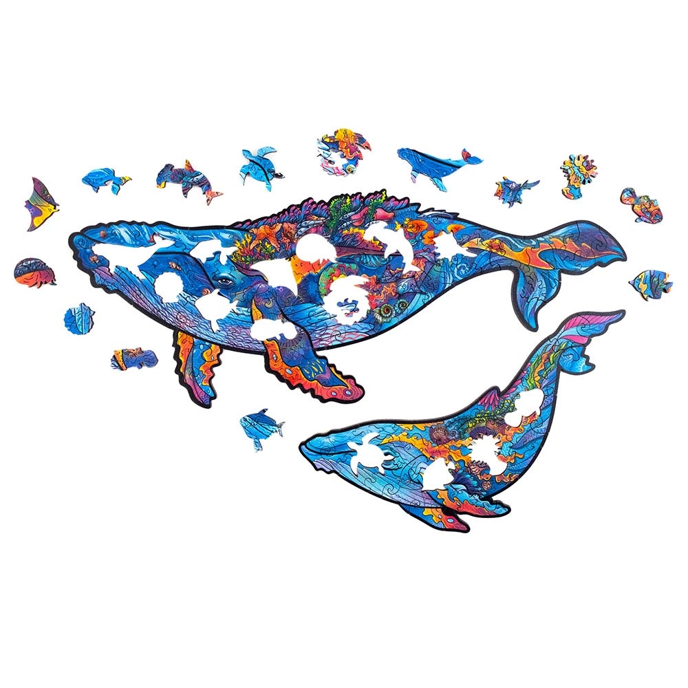 Milky Whales Wooden Puzzle (4107390-WHALES_S) - 98 pcs