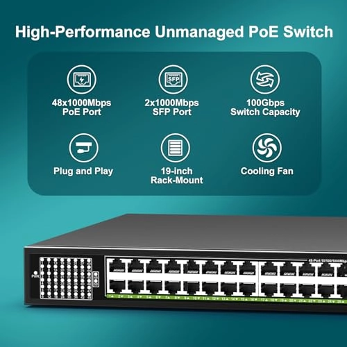50 Port | 48xPoE+400W | 2xUPLink 48-ports