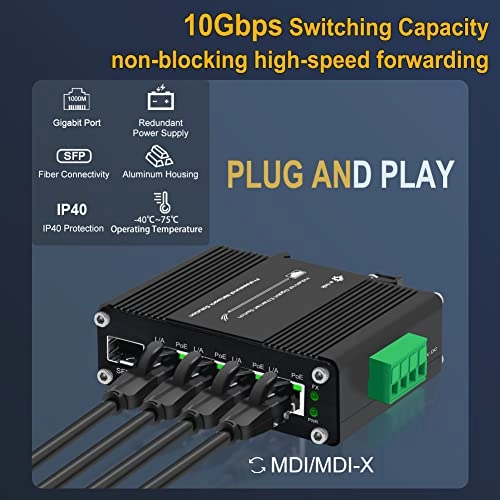 4 RJ45+1 SFP PoE Switch 5-ports