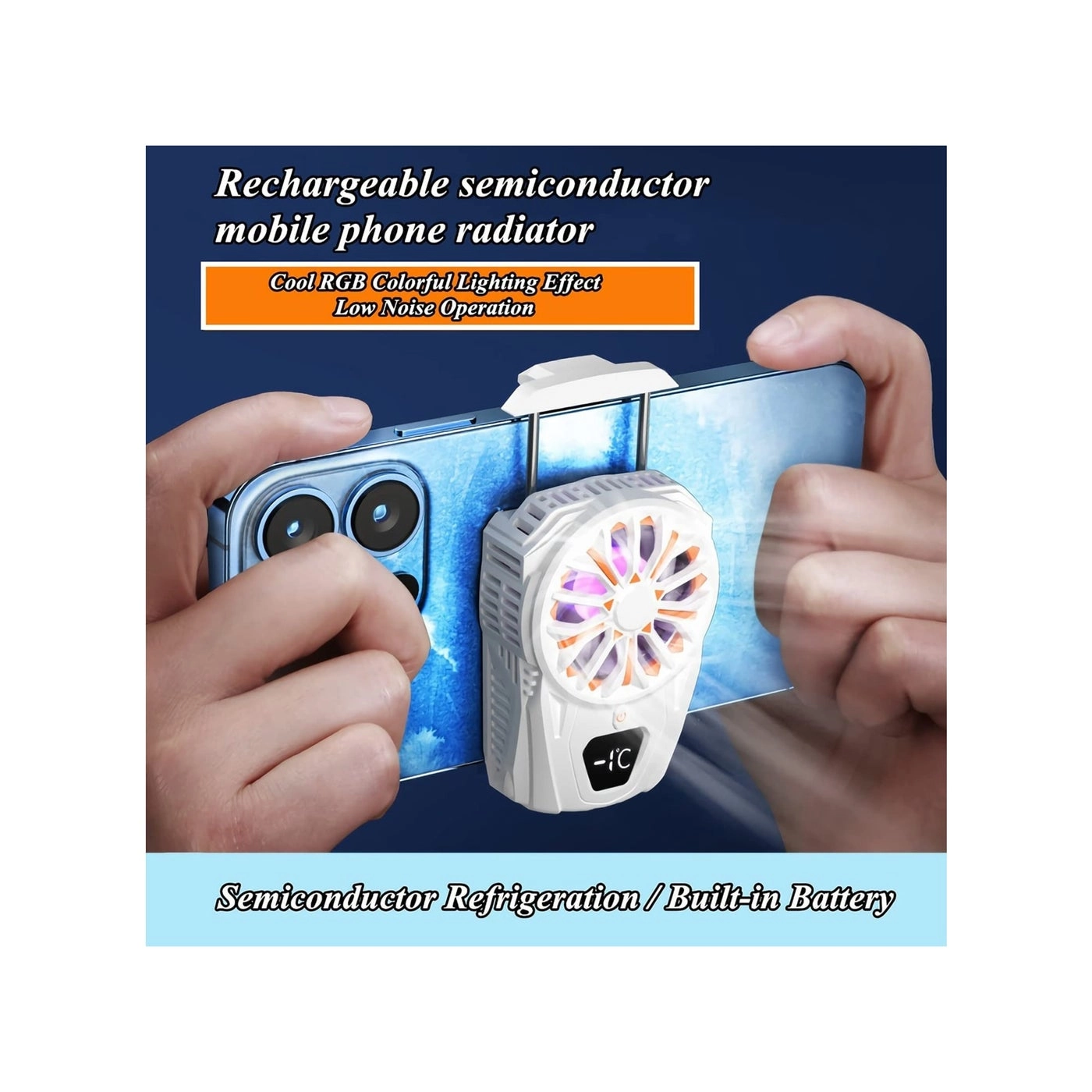 Phone Cooler - Cooling Fan LED Display USB Powered
