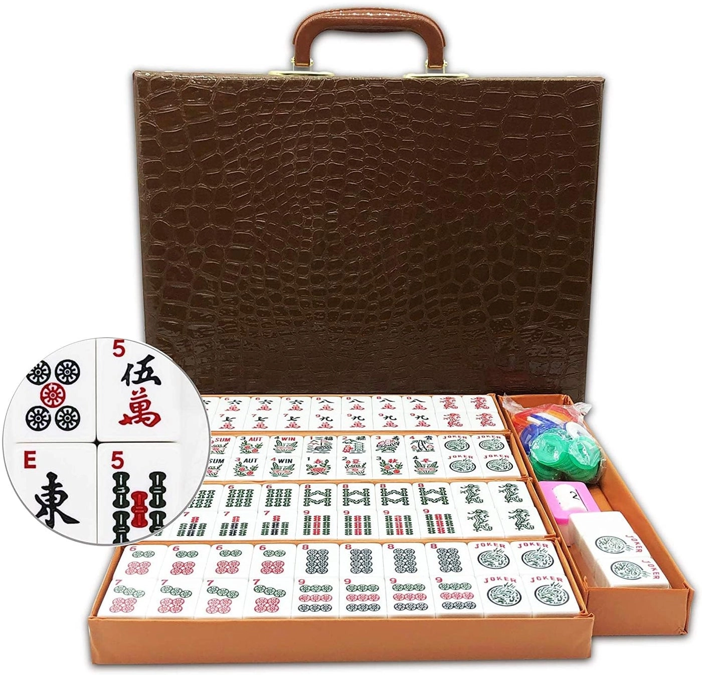 Mose Cafolo American Mahjong Game Set - 166 Tiles Traveler Size Carrying Case