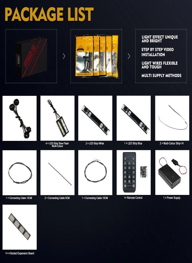 LED Light Kit - Remote Control for Lego 42162 Bugatti Bolide Agile Blue