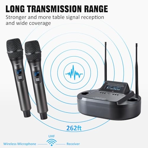 Rechargeable Handheld Wireless Microphone System - 2 Microphones UHF