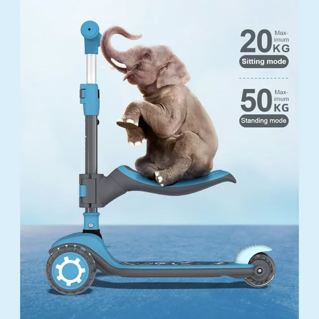 2 in 1 3-Wheel Kick Scooter – LED Foldable