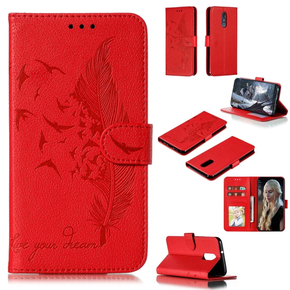 Tangyongjiao Feather Pattern Litchi Texture Horizontal Flip Leather Case For LG Stylo 4