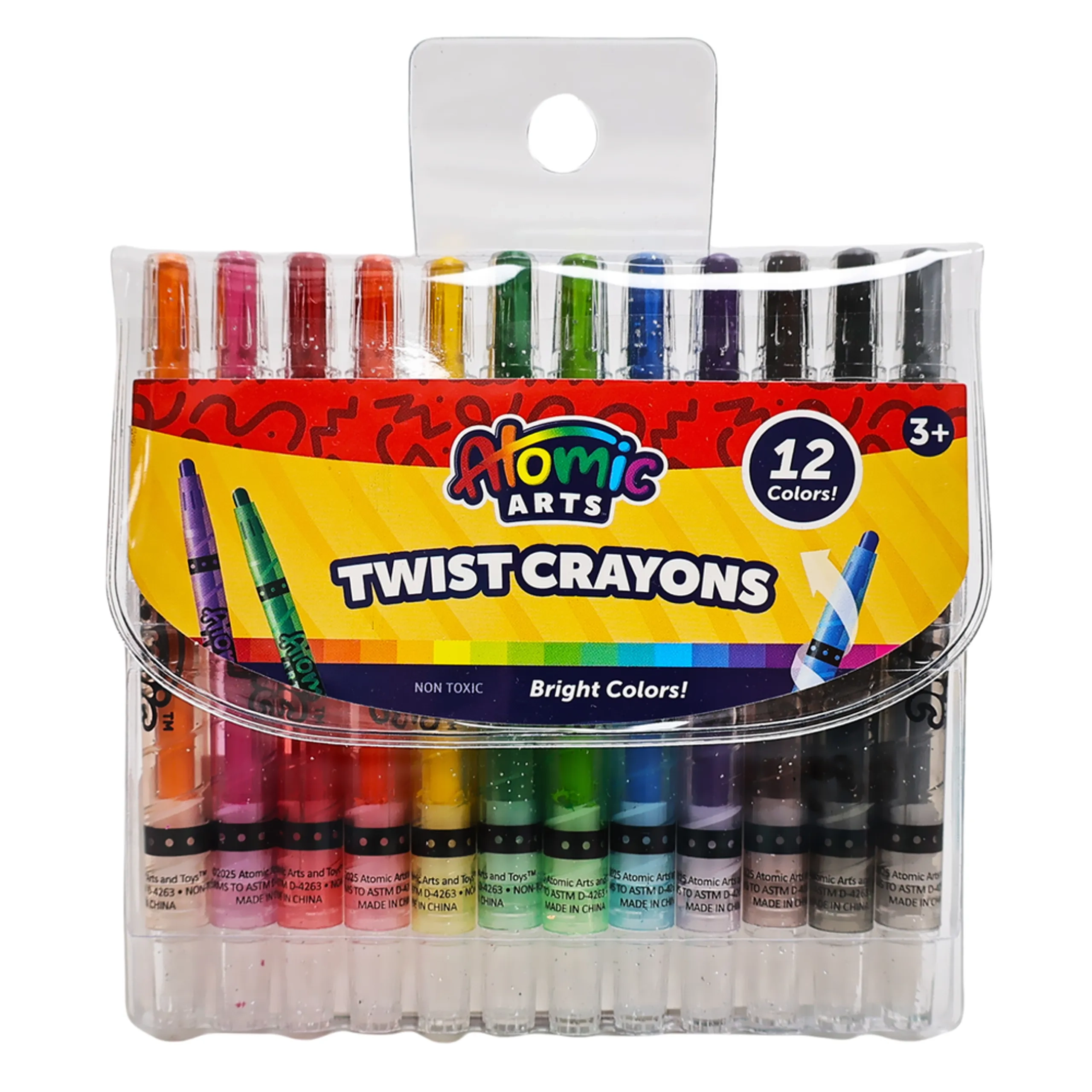 SKOODLE Atomic Arts Twist Crayons - 12 Pcs