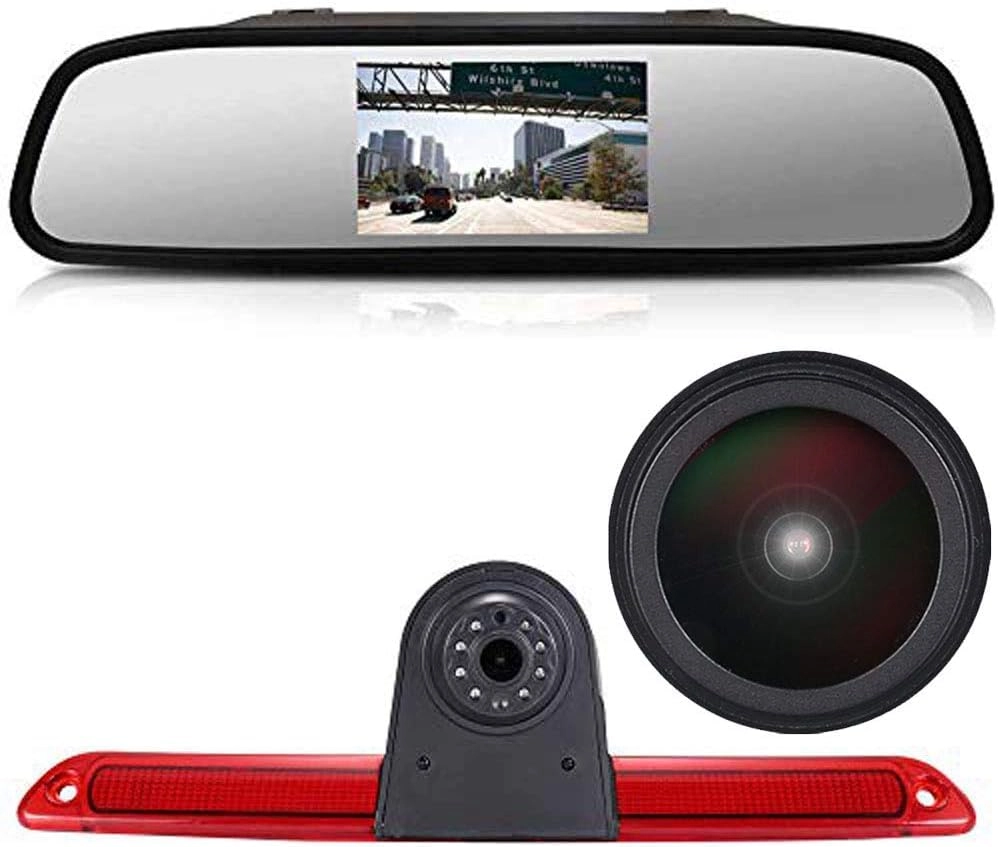 Rear View Mirror - 4.3 inch 800x480 + Brake Light Reversing Camera - Night vision 520 TV lines