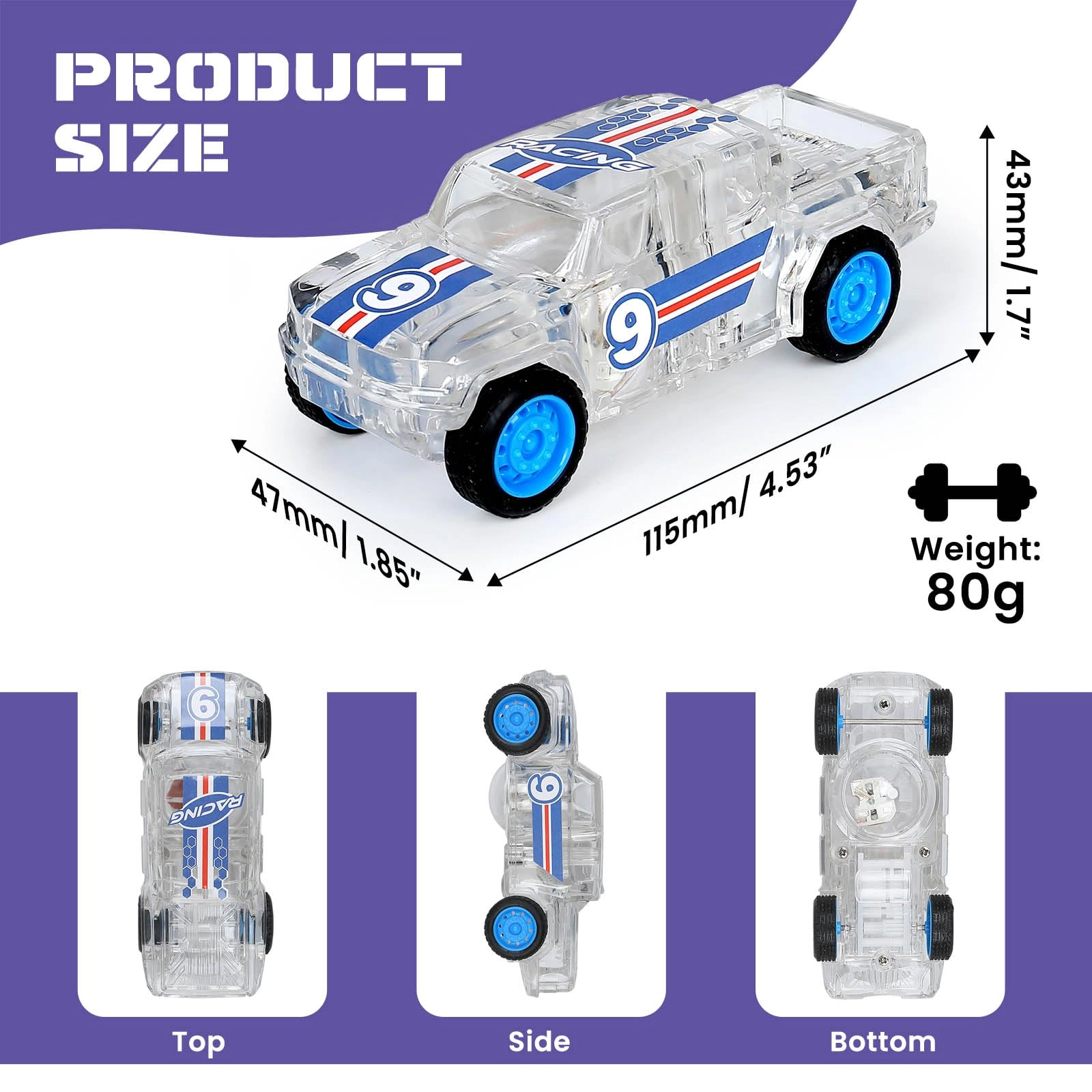 LED Light Up Pull Back Car - 2 pcs
